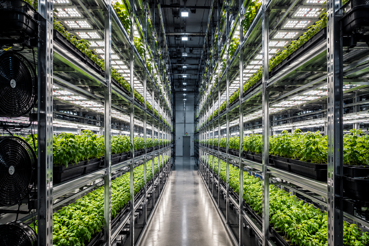 Indoor cannabis cultivation facility with precision HVAC and lighting systems engineered for consistent grow conditions