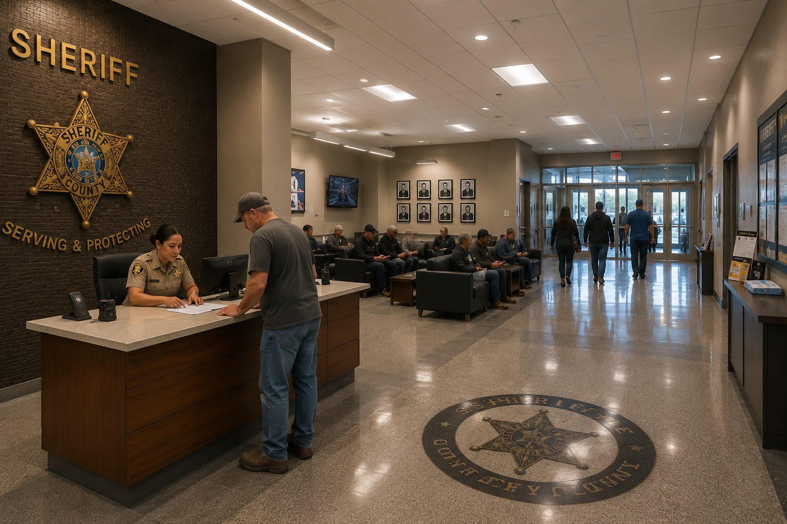Federal or municipal facility interior showcasing coordinated mechanical, electrical, and plumbing design