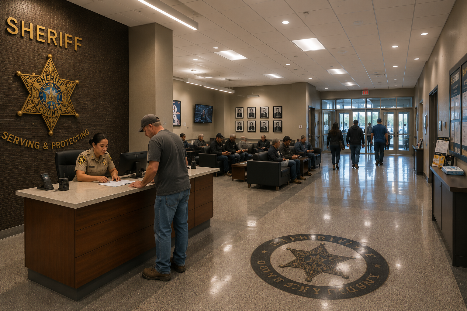 Federal or municipal facility interior showcasing coordinated mechanical, electrical, and plumbing design