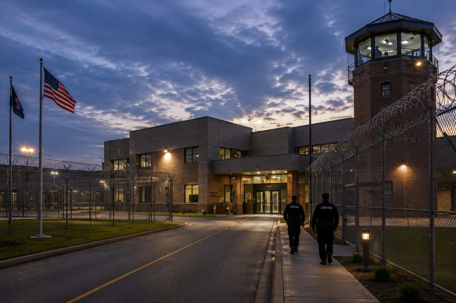 Secure correctional facility with hardened MEP systems engineered for safety, security, and institutional code compliance